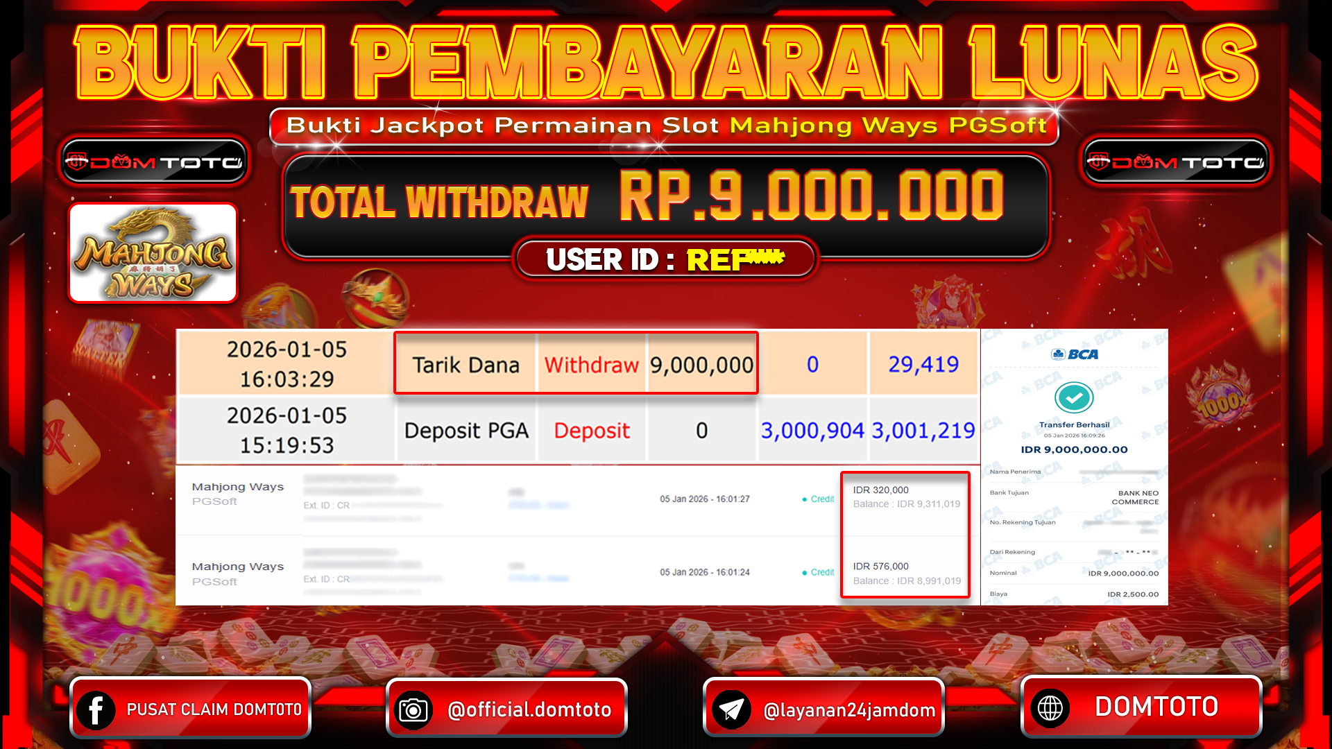 JACKPOT SLOT Mahjong Ways PGSoft 5 JANUARI 2026